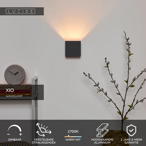 Lucide XIO - Wandlamp - LED Dimb. - G9 - 1x4W 2700K - Verstelbare stralingshoek - Grijs - USP